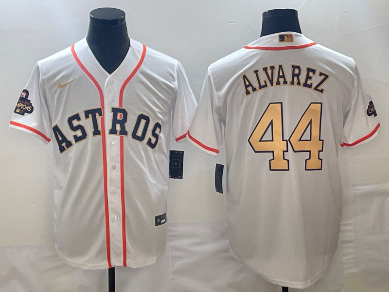 Men's Houston Astros Yordan Alvarez Nike White/Gold 2023 Gold Collection Jersey